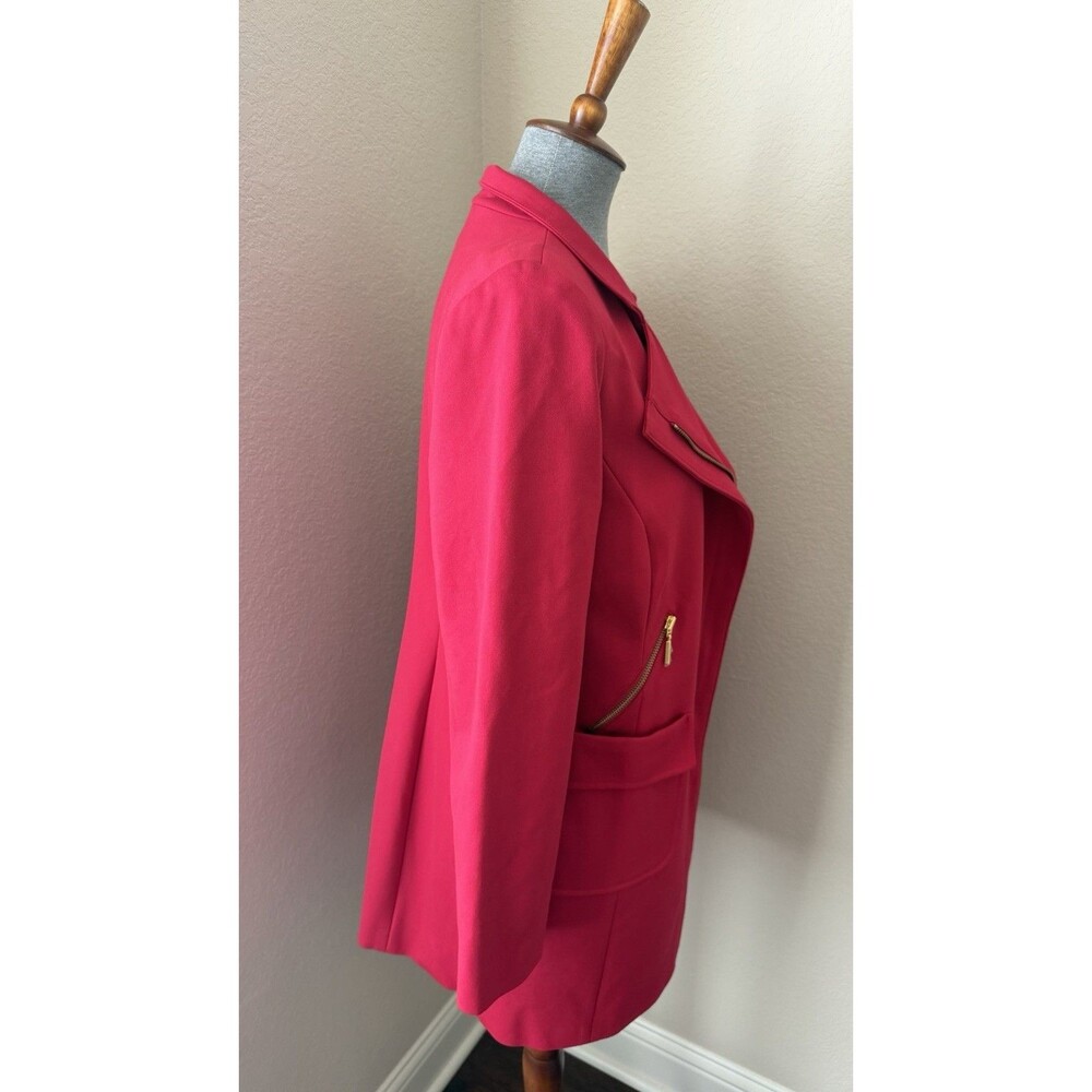 Chicos Size 0 (Small/4) Red Asymmetrical Front Zipper Accent Ponte Jacket - Picture 6 of 12